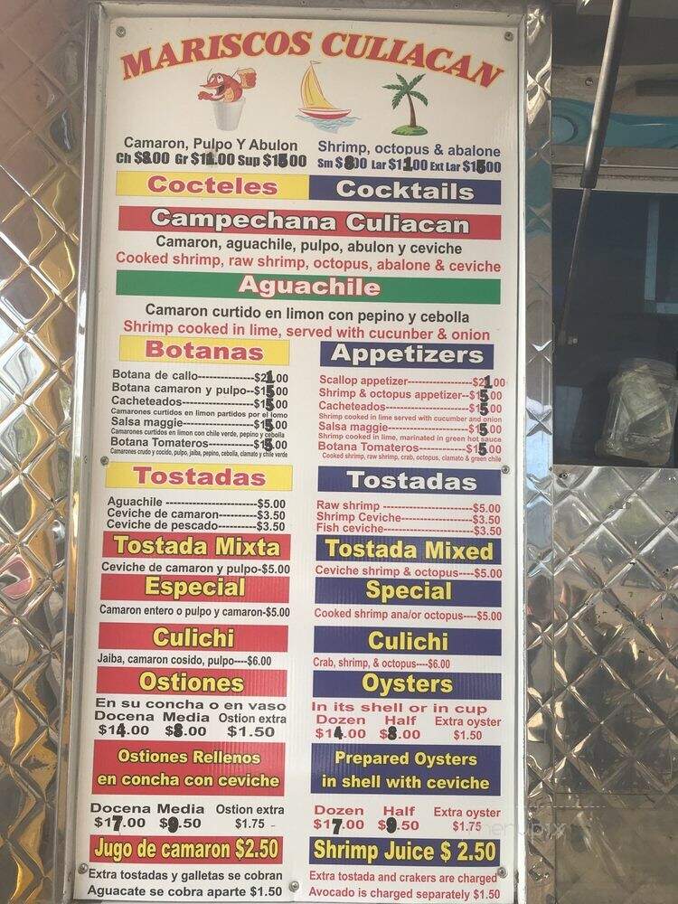 Mariscos Culiacan - Stockton, CA menu_pic
