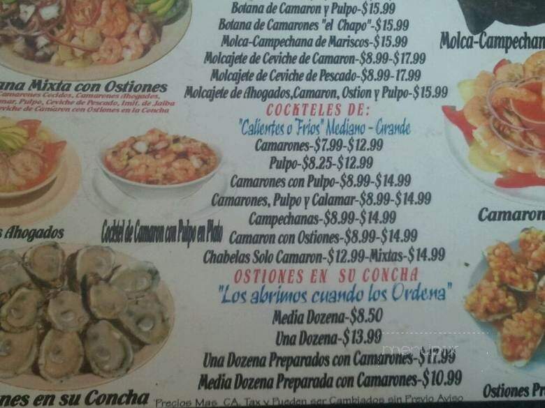 Mariscos El Bucanero - Vernon, CA menu_pic