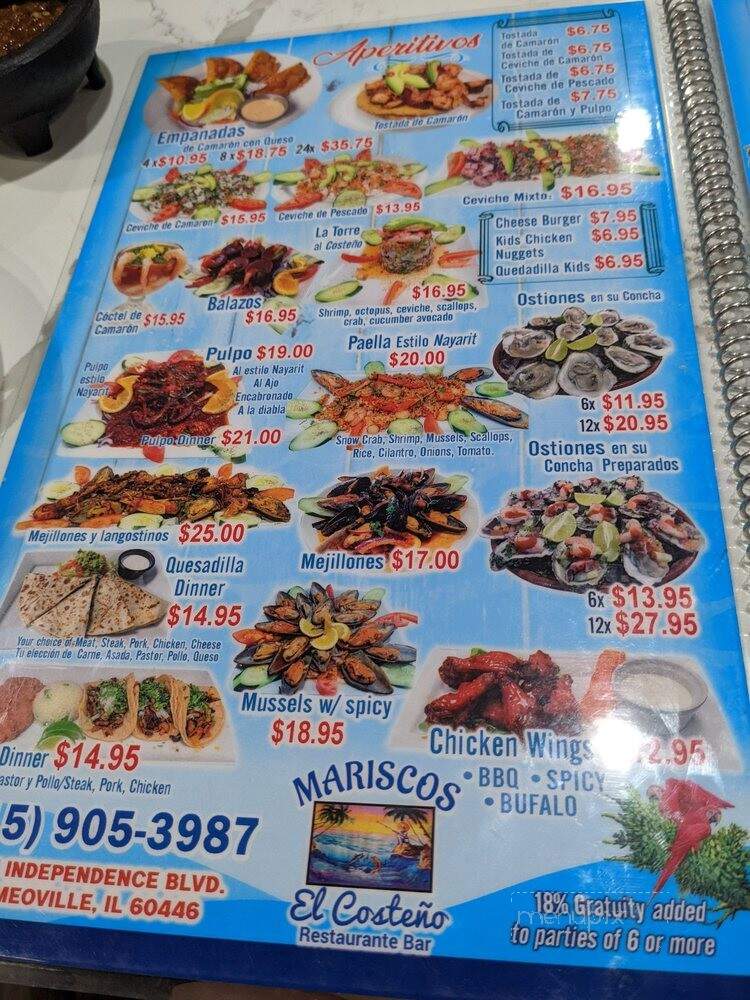 Mariscos el Costeno - Romeoville, IL menu_pic