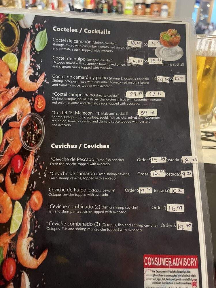 Mariscos El Malecon - North Richland Hills, TX menu_pic