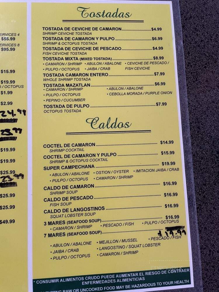 Mariscos El Malecon - Rancho Cordova, CA menu_pic