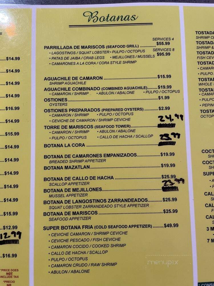Mariscos El Malecon - Rancho Cordova, CA menu_pic