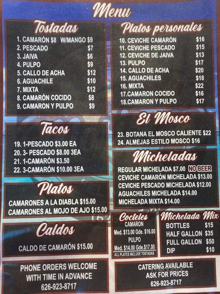 Mariscos El Mosco - La Puente, CA menu_pic