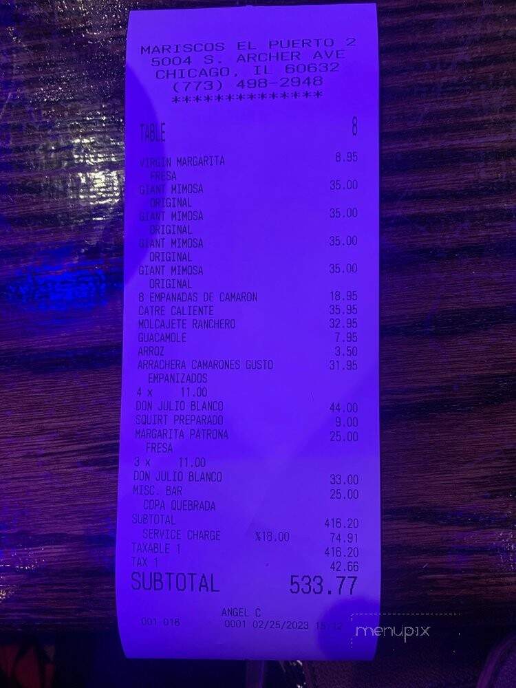 Mariscos El Puerto 2 - Chicago, IL menu_pic