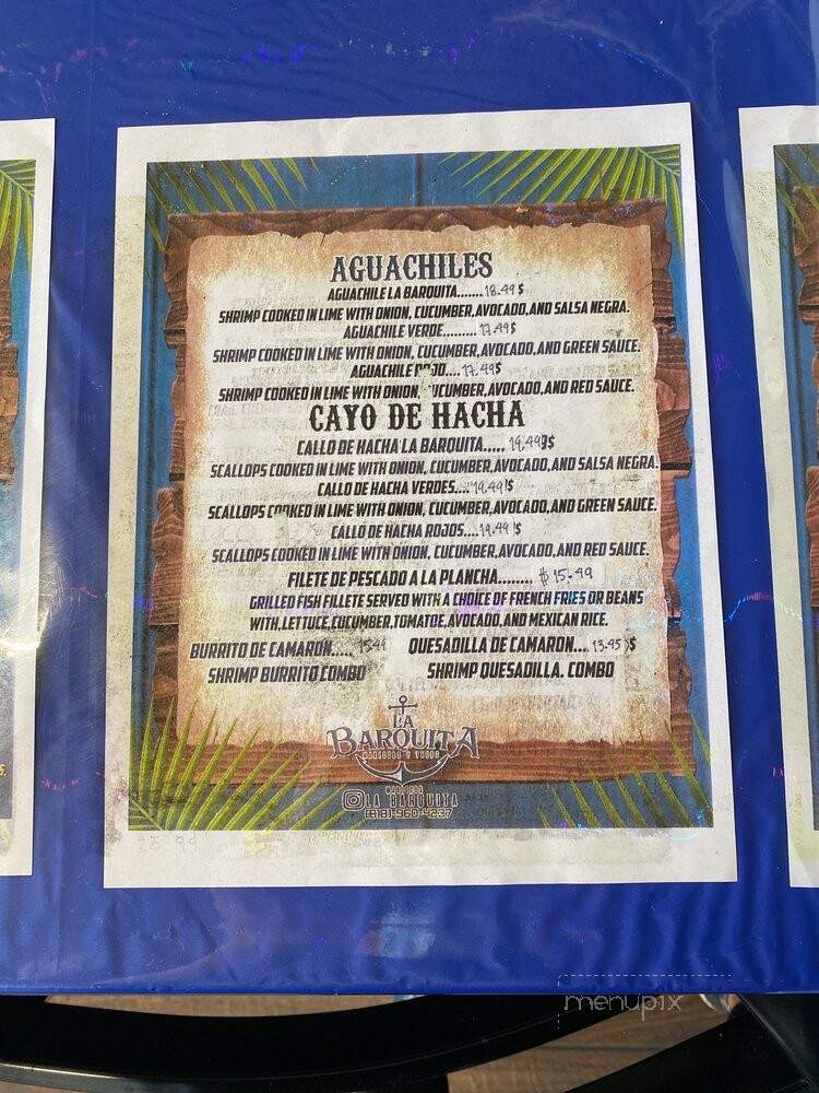 Mariscos La Barquita - Chatsworth, CA menu_pic