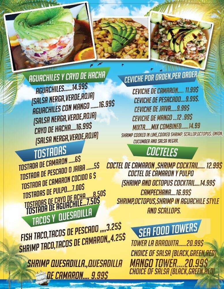 Mariscos La Barquita Y Tacos - Mission Hills, CA menu_pic