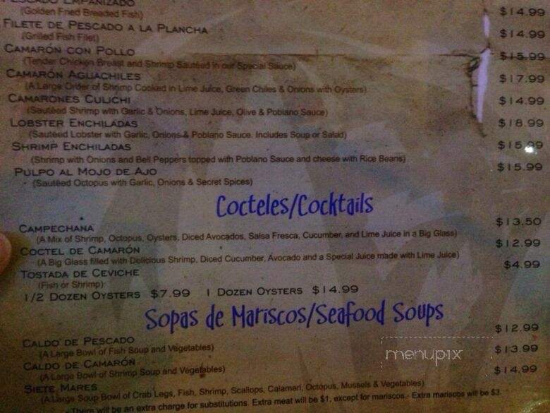 Mariscos Las Palmas - Los Angeles, CA menu_pic