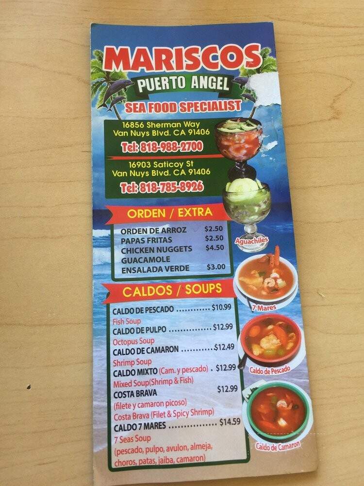 Mariscos Puerto Angel - Van Nuys, CA menu_pic