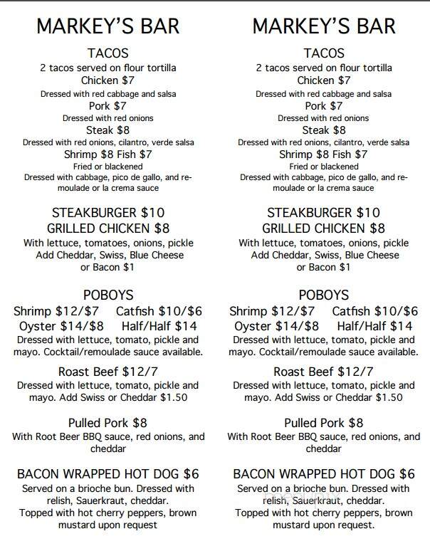 Markey's Bar - New Orleans, LA menu_pic