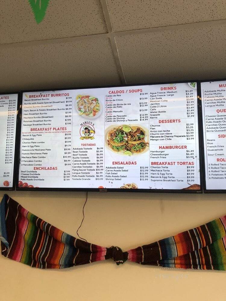 Marlen's Taco Shop - Spring Valley, CA menu_pic