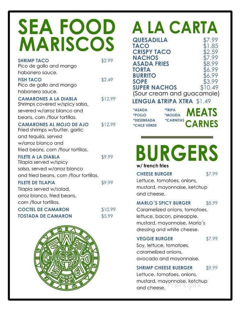 Marlo's Club & Mexican Restuarant - Fresno, CA menu_pic