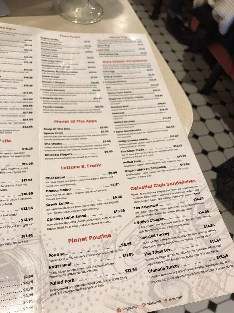 Mars Uptown Restaurant - Toronto, ON menu_pic