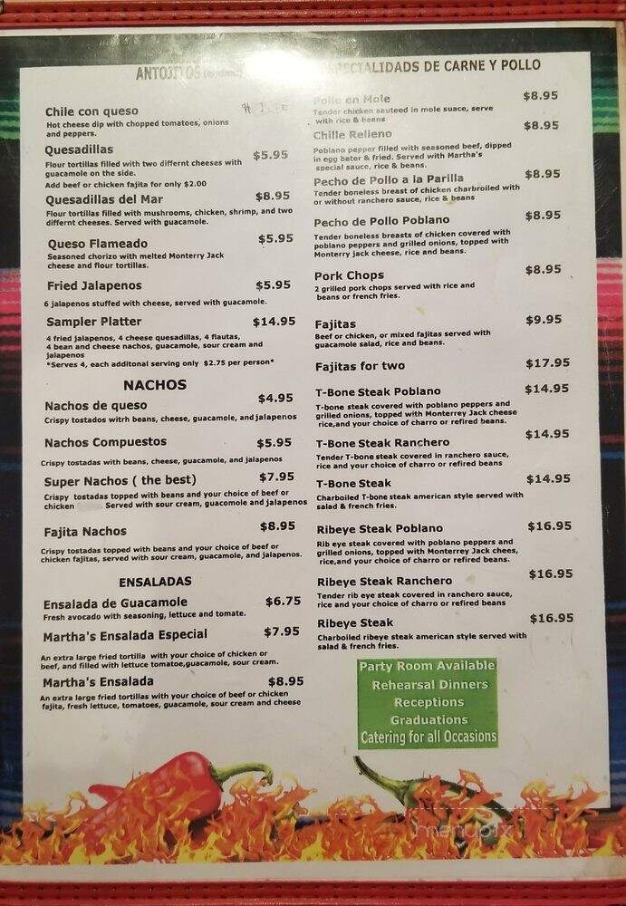 Martha's Mexican Restaurant Contesa - San Antonio, TX menu_pic