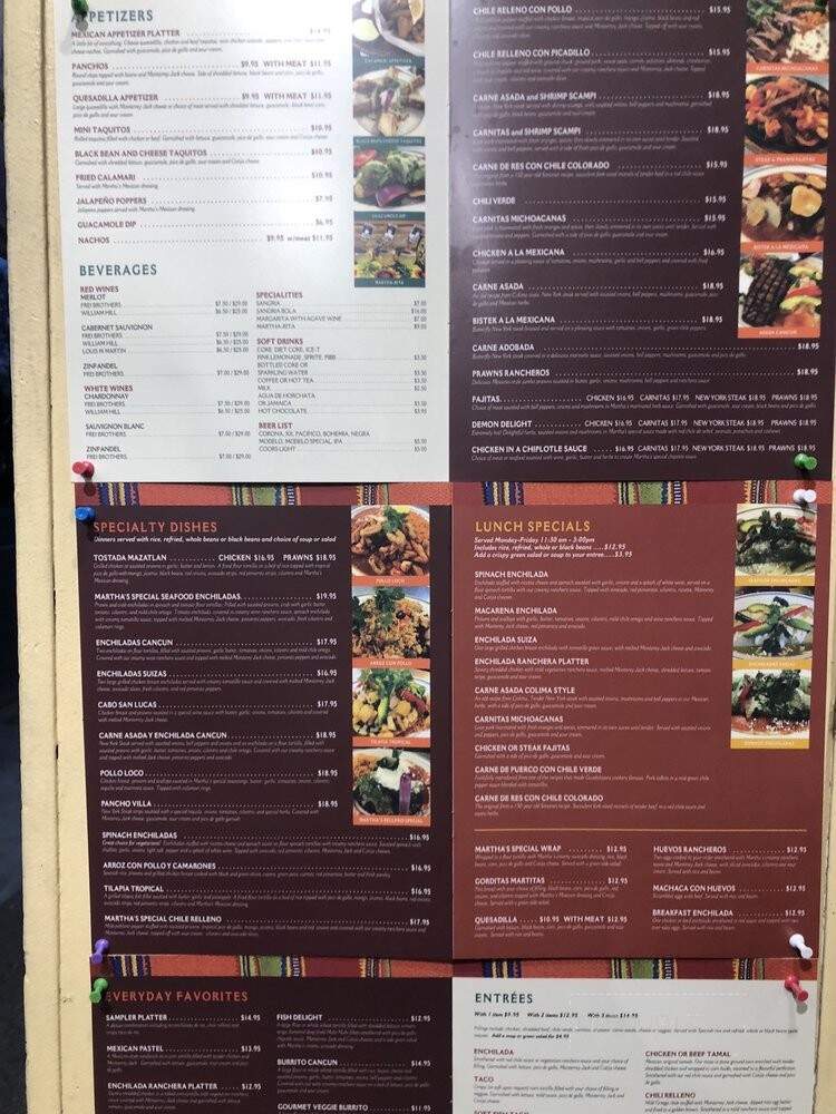 Martha's Old Mexican Grill - Sebastopol, CA menu_pic