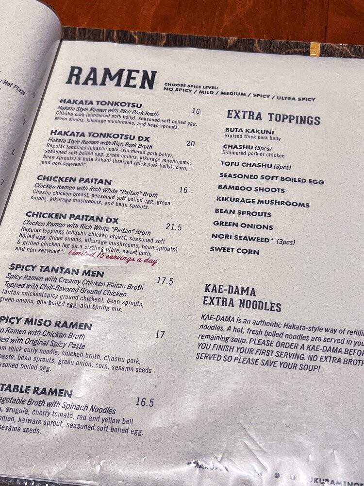 Marufuku Ramen - New York, NY menu_pic