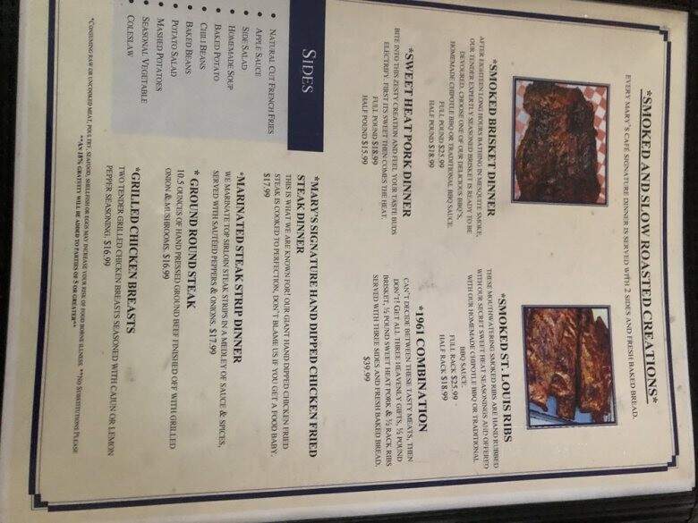 Mary's Cafe Ordering Line - Flagstaff, AZ menu_pic