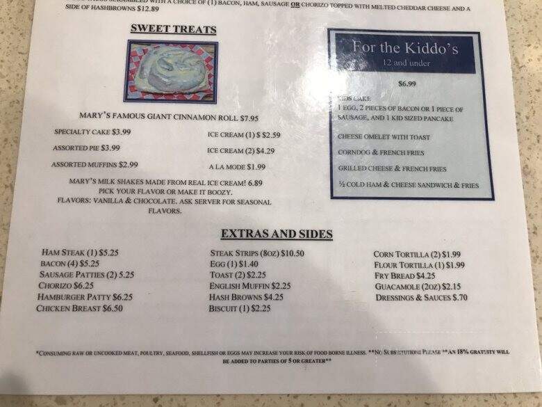 Mary's Cafe Ordering Line - Flagstaff, AZ menu_pic