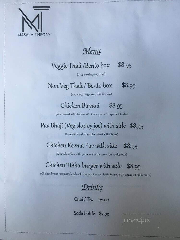 Masala Theory - San Jose, CA menu_pic