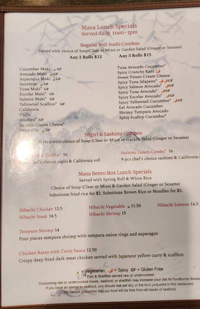 Masa Sushi & Eastern Cuisine - Wilmington, NC menu_pic