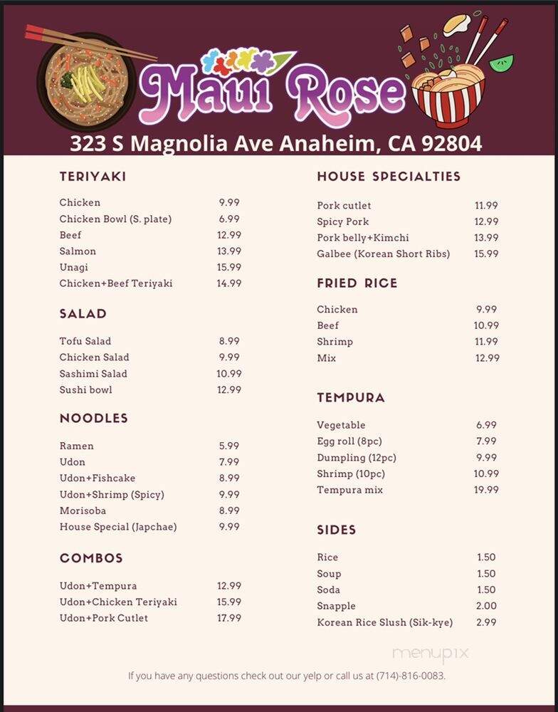 Maul Rose - Anaheim, CA menu_pic