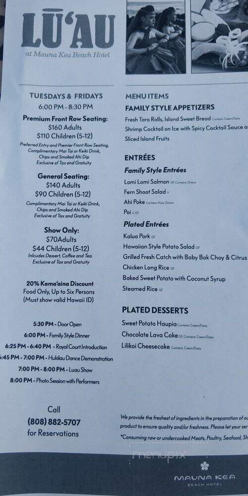 Mauna Kea-Clambake - Kamuela, HI menu_pic