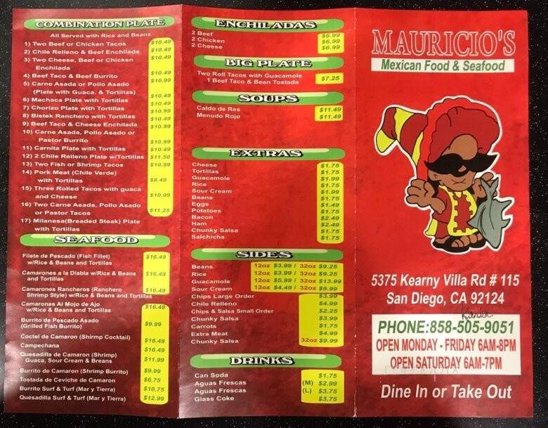 Gallegos Taco Shop 2 - San Diego, CA menu_pic