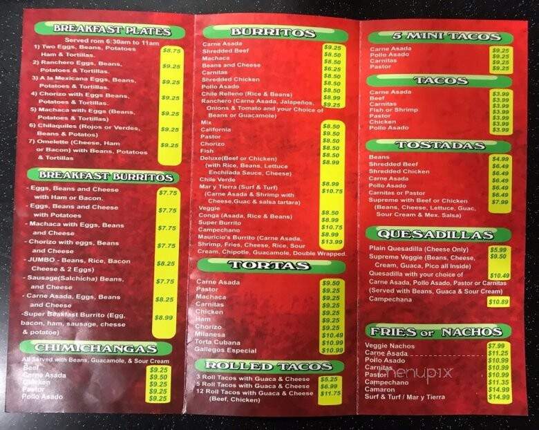 Gallegos Taco Shop 2 - San Diego, CA menu_pic