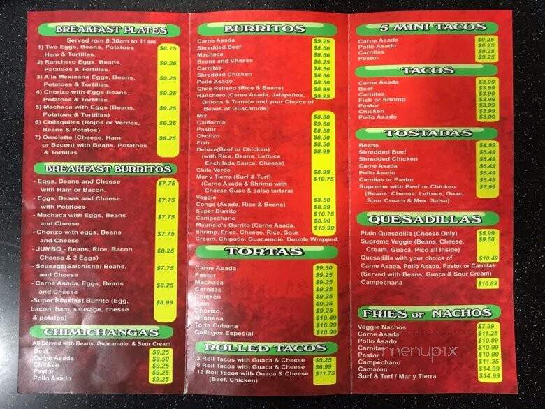 Gallegos Taco Shop 2 - San Diego, CA menu_pic