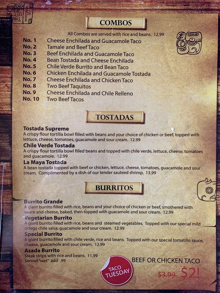 Restaurant Maya J M - Saint-Martin, QC menu_pic