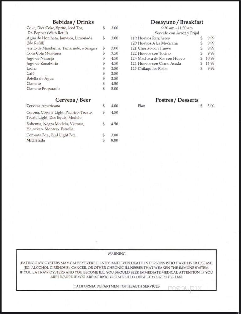 Mazatlan - Long Beach, CA menu_pic