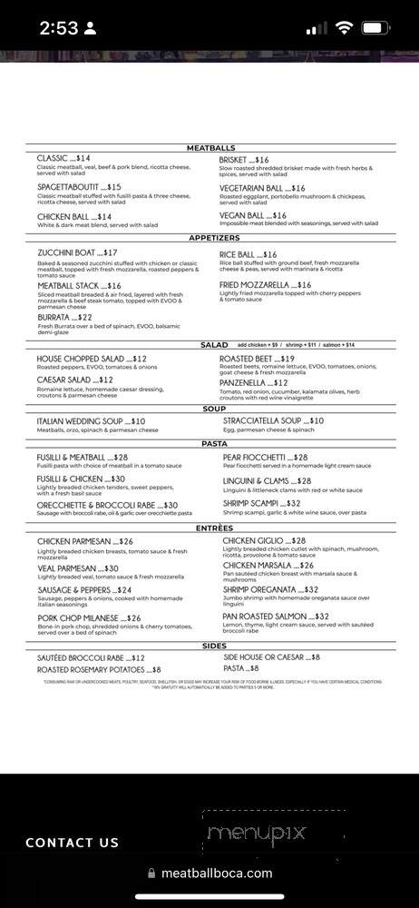 Meatball Room - Boca Raton, FL menu_pic
