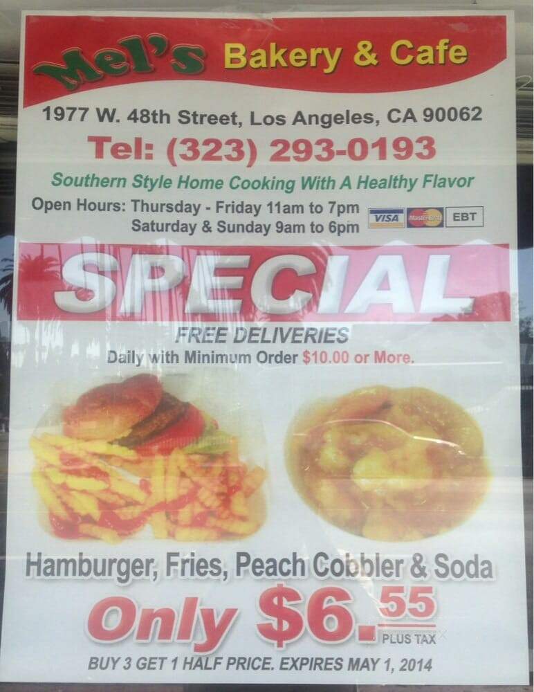 Mel's Bakery & Cafe - Los Angeles, CA menu_pic