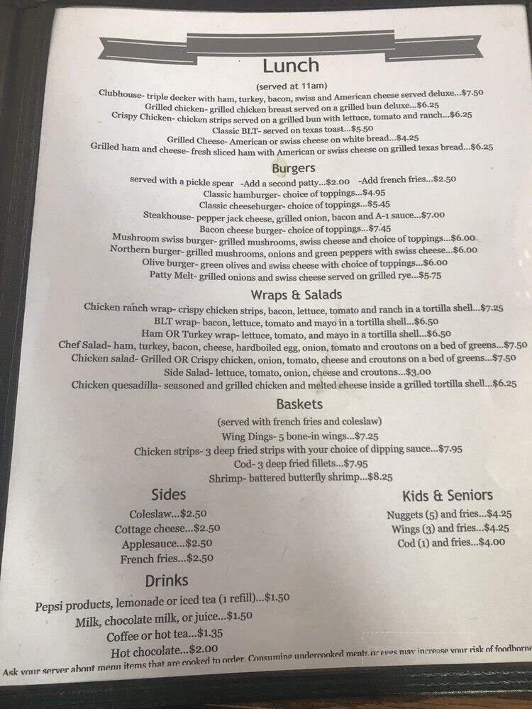 Mel's Country Cafe - Wellston, MI menu_pic