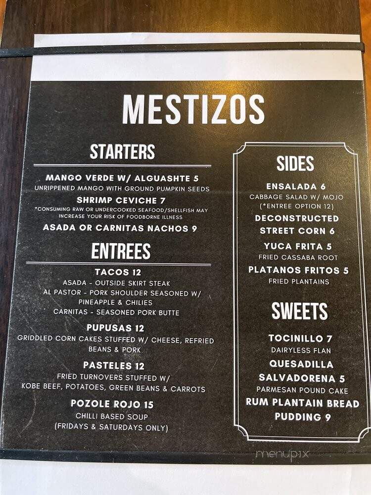 Mestizos - Shelton, WA menu_pic