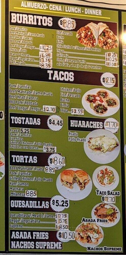 Mexico Lindo - Escondido, CA menu_pic