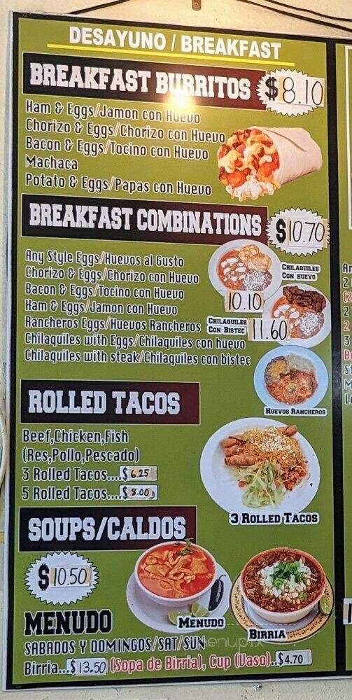 Mexico Lindo - Escondido, CA menu_pic