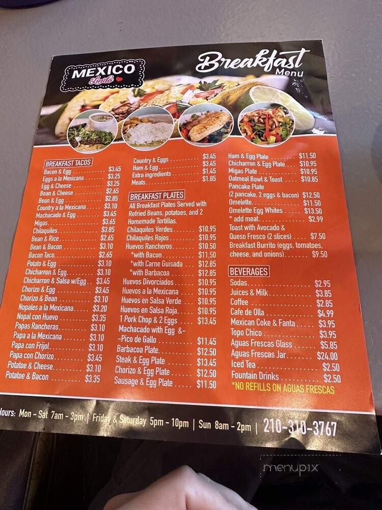 Mexico Lindo Restaurants - San Antonio, TX menu_pic