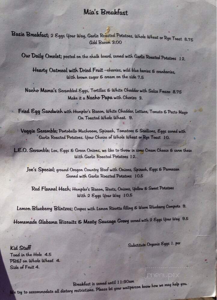 Mia's - Eastsound, WA menu_pic