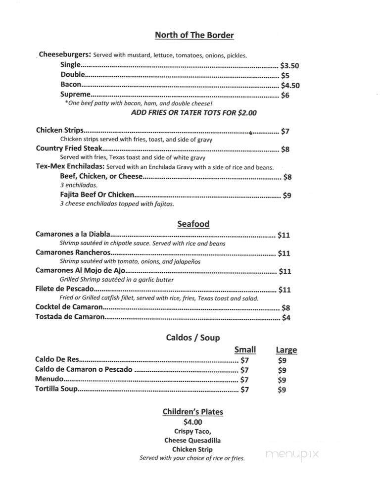 Mia's Mexican Restaurant - Dallas, TX menu_pic