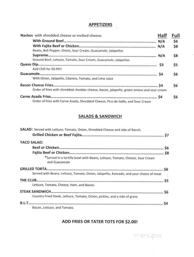 Mia's Mexican Restaurant - Dallas, TX menu_pic