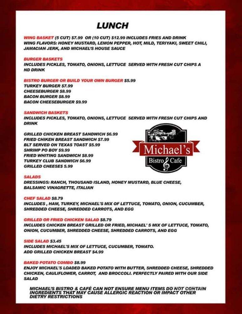 Michael's Bistro & Cafe - Columbia, SC menu_pic