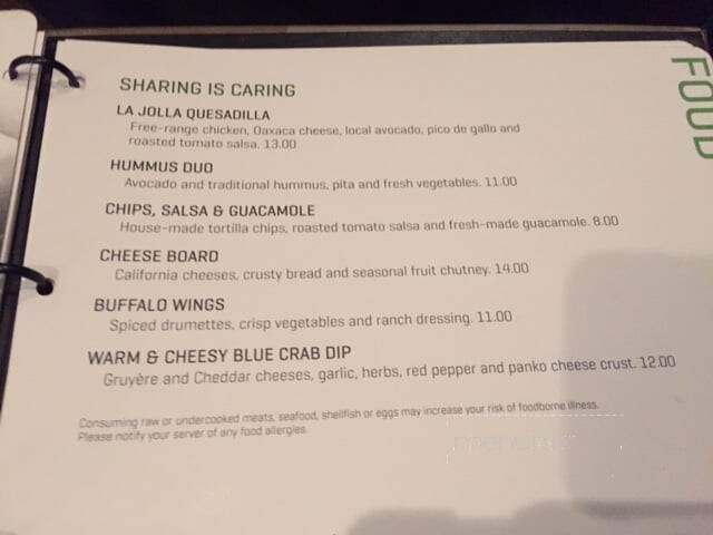 Michael's Lounge-Hyatt Regency la Jolla - San Diego, CA menu_pic