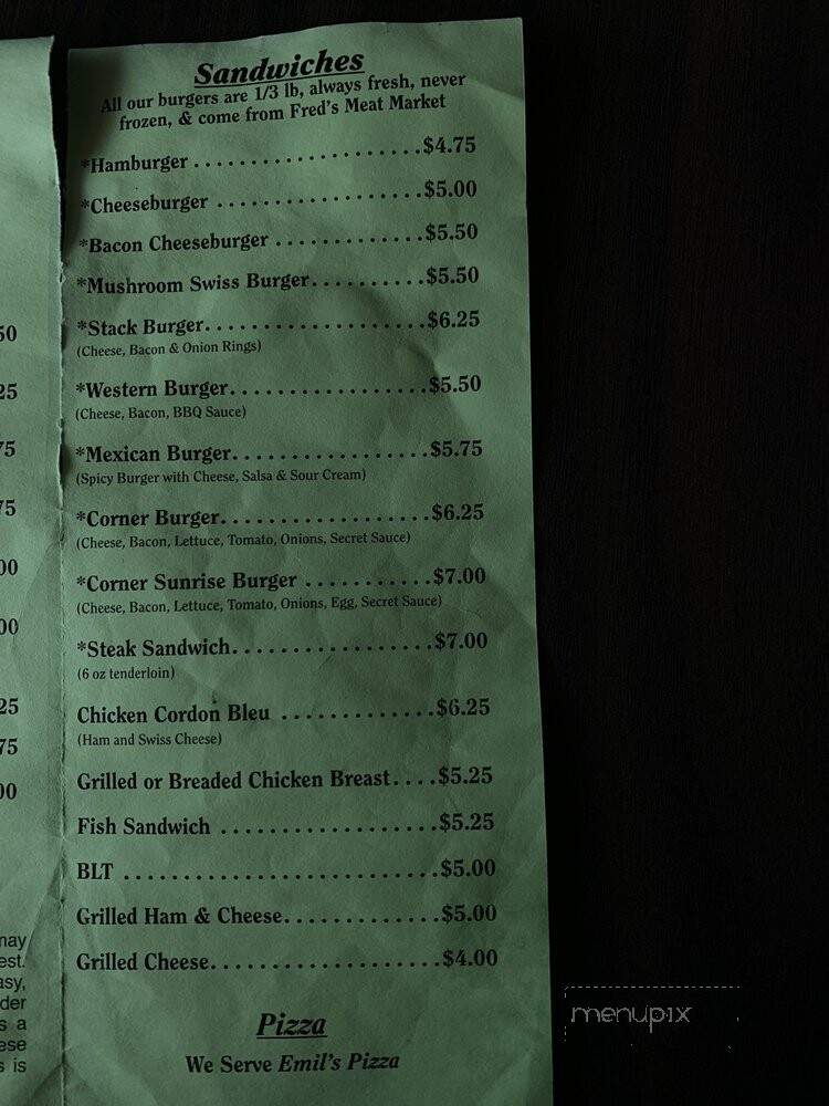 Hoopsnake's Corner Bar - Dane, WI menu_pic