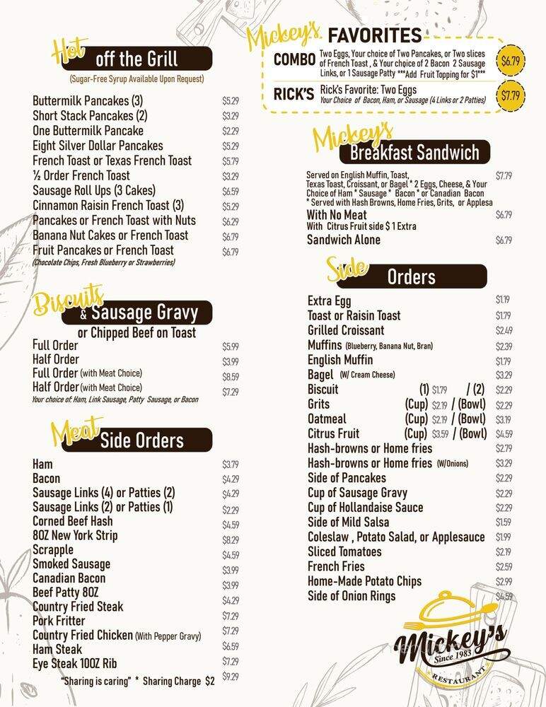 Micky's Restaurant - Fort Pierce, FL menu_pic