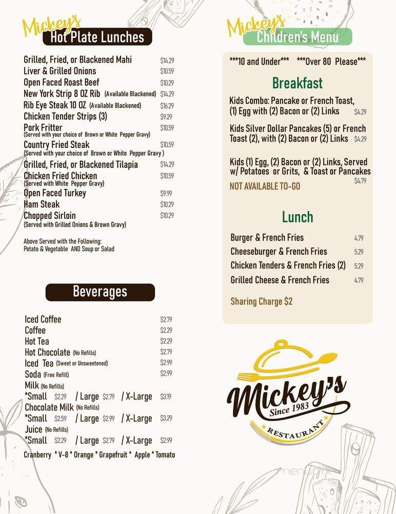 Micky's Restaurant - Fort Pierce, FL menu_pic