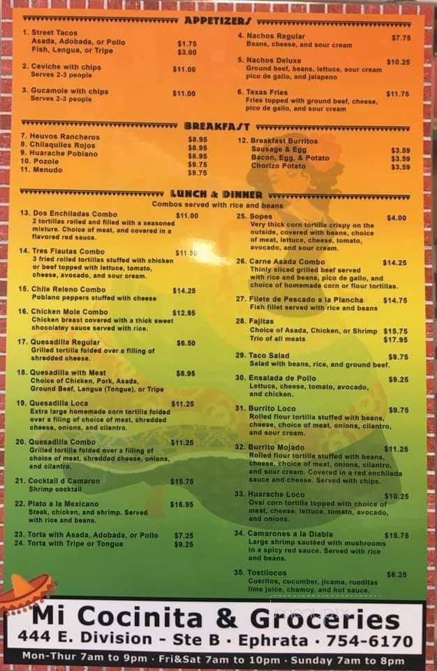 Mi Cocinita Mexican Grill & Cantina - Soap Lake, WA menu_pic