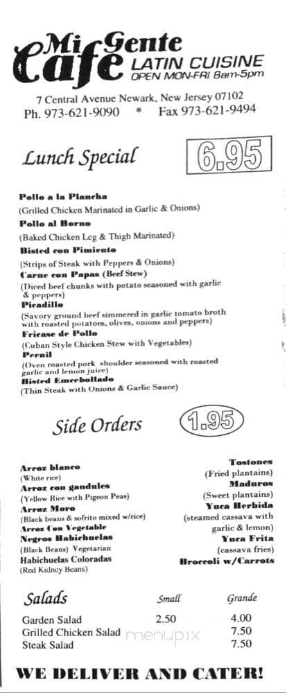 Mi Gente Cafe - Newark, NJ menu_pic
