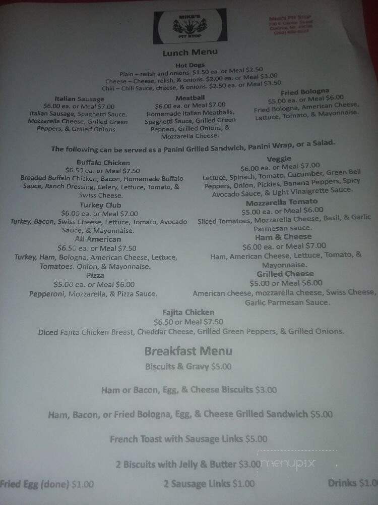 Mike's Pit Stop - Coloma, MI menu_pic