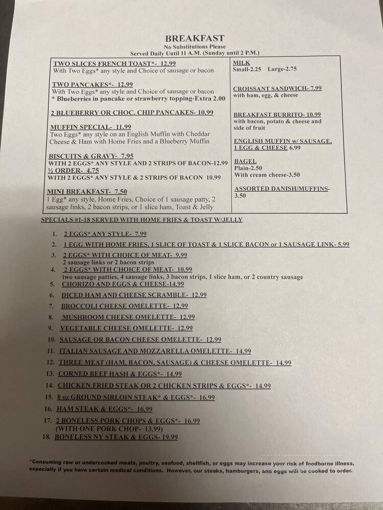 Terry's Family Restaurant - Huron East, ON menu_pic