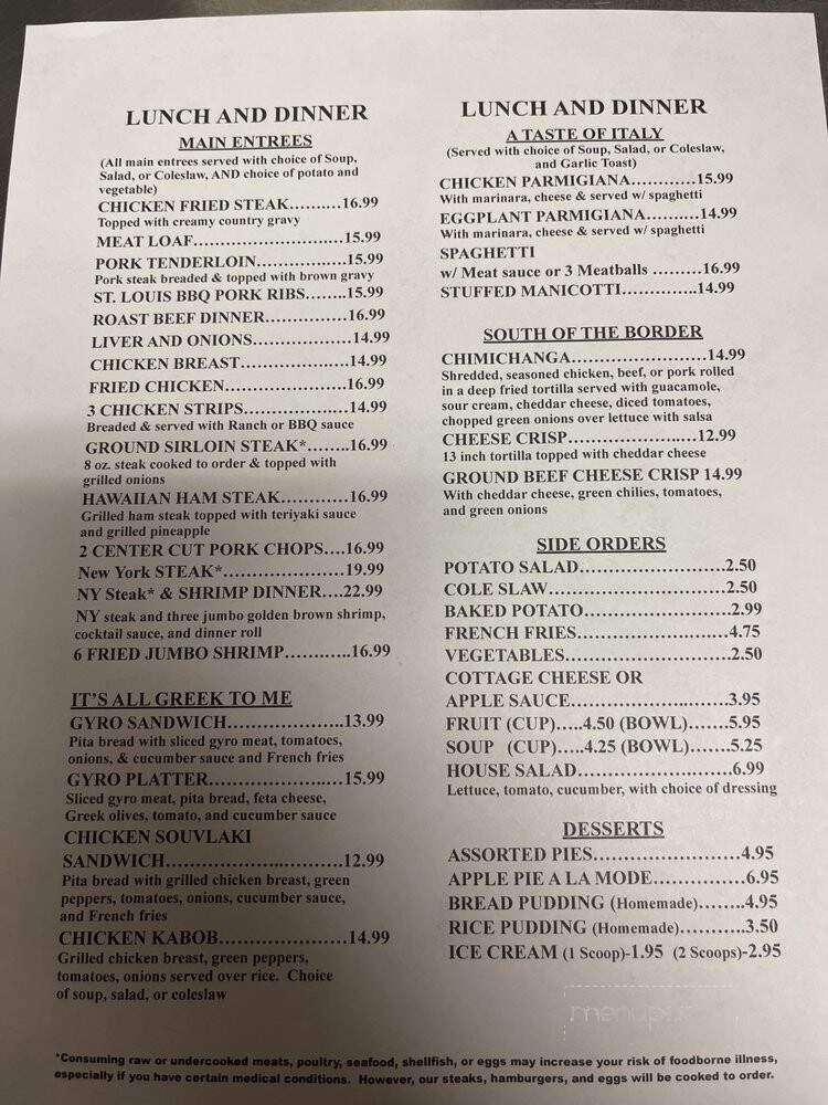 Terry's Family Restaurant - Huron East, ON menu_pic